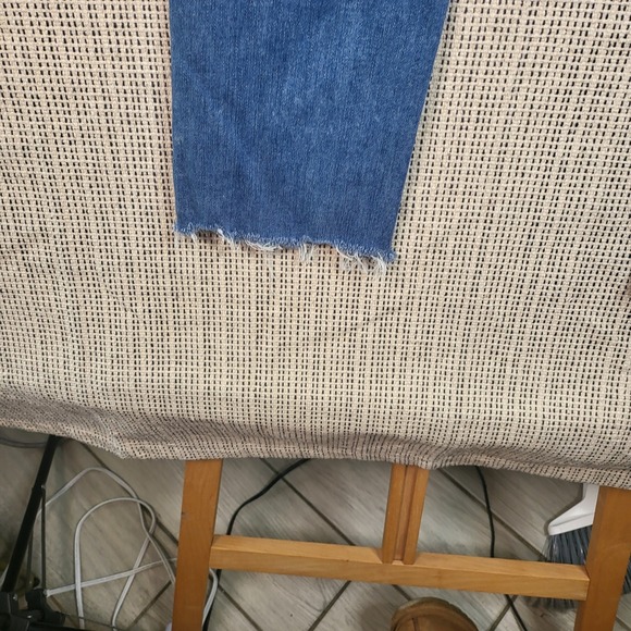 Paige Jeans Womens 26‎ Blue Accent Straight Leg Frayed Hem Stretch Denim Pants - Picture 7 of 9